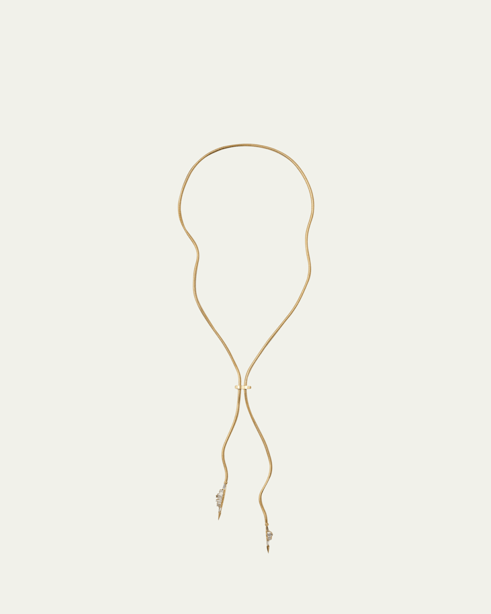 Ruched Bolo Necklace with Tapered Baguette Diamonds